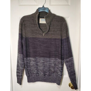 Urban Pipeline Men’s M Half Zip Sweater Gray Ombre Knit Pullover Cotton Blend